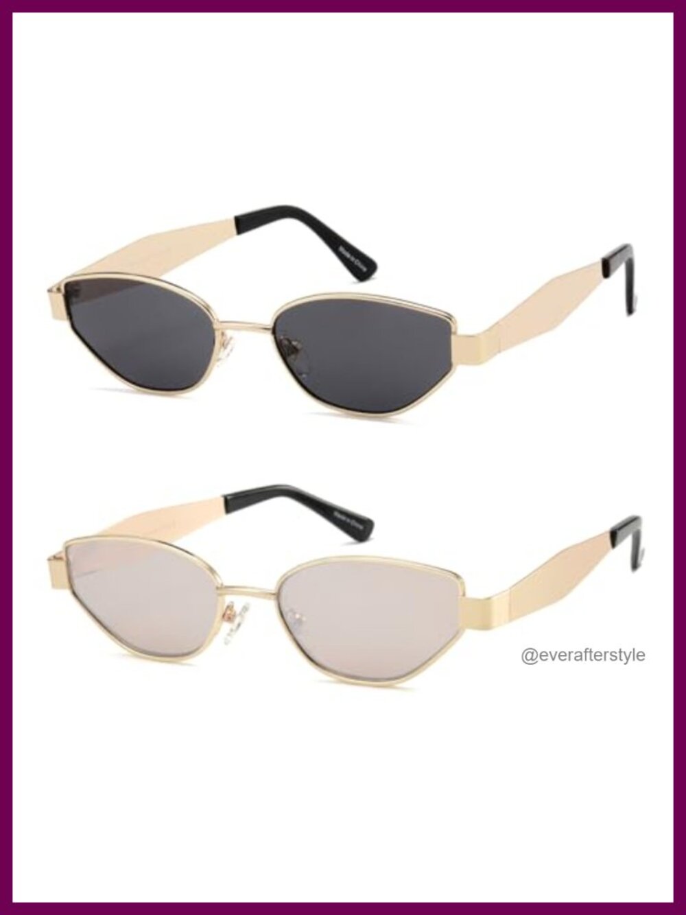 Retro Oval Cat Eye Sunglasses UV400 Metal Frame Half-Frame